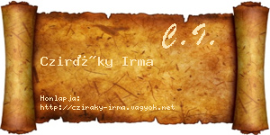 Cziráky Irma névjegykártya
